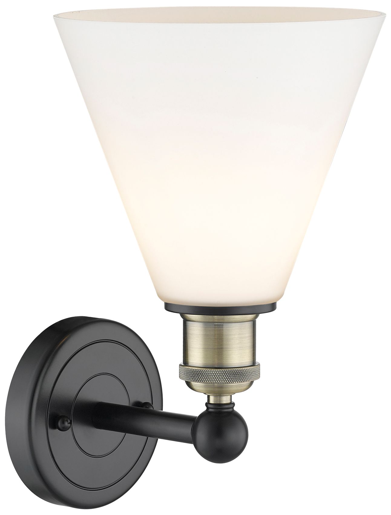 Image 2 Berkshire 13"High Black Antique Brass Sconce With Matte White Shade more views