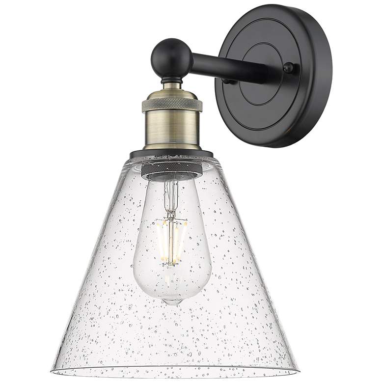 Image 1 Berkshire 13"High Black Antique Brass Sconce With Seedy Shade