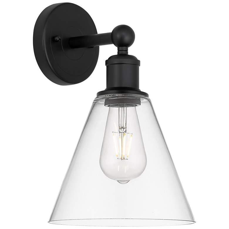 Image 1 Berkshire 13"High Matte Black Sconce With Clear Shade