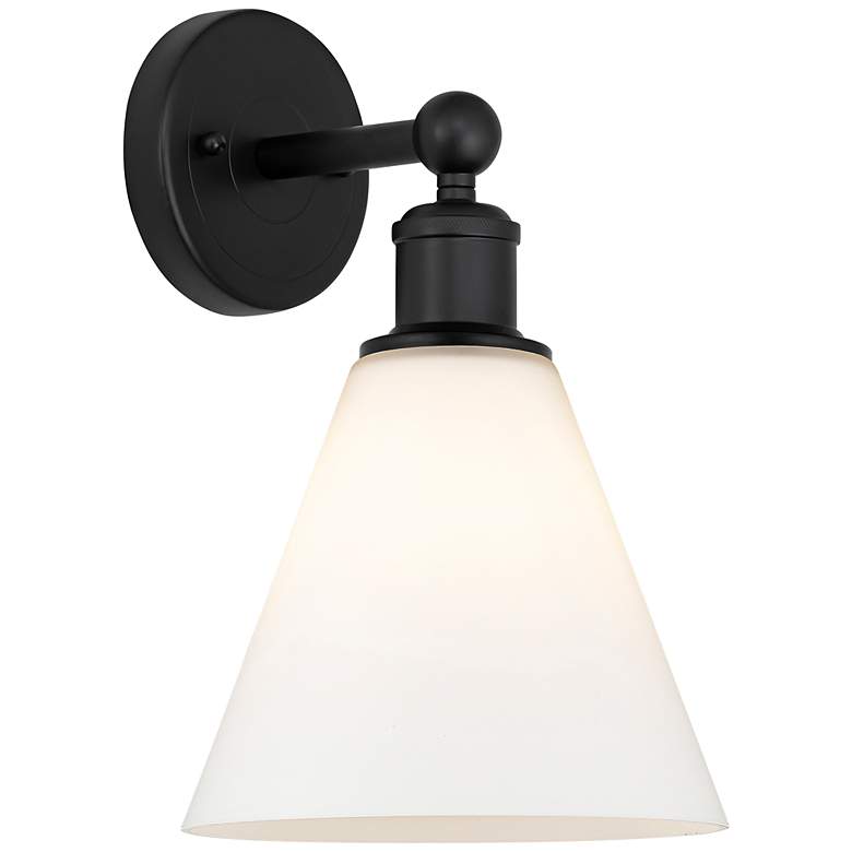 Image 1 Berkshire 13"High Matte Black Sconce With Matte White Shade