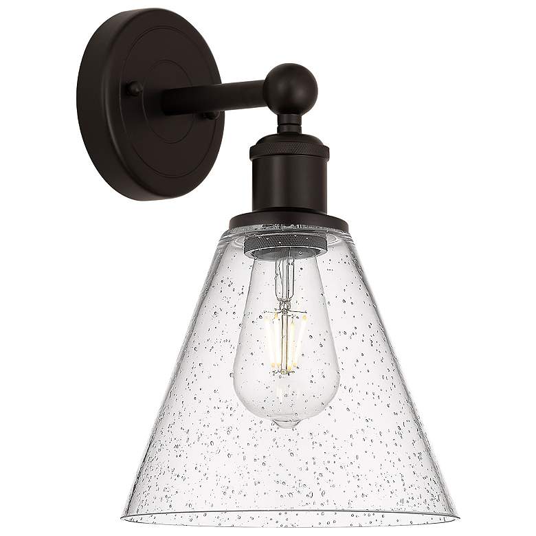 Image 1 Berkshire 13"High Oil Rubbed Bronze Sconce With Seedy Shade