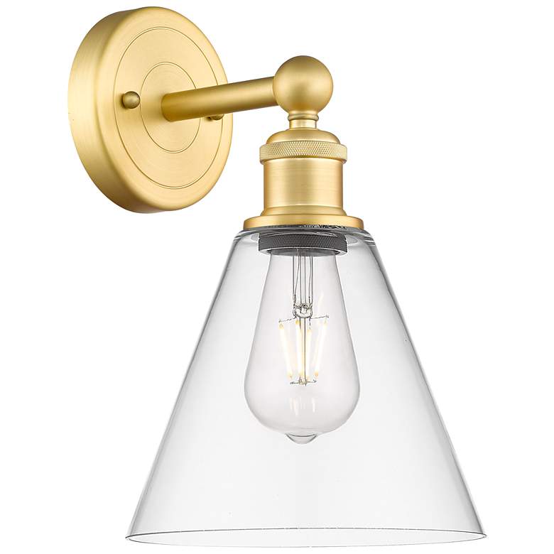 Image 1 Berkshire 13"High Satin Gold Sconce With Clear Shade