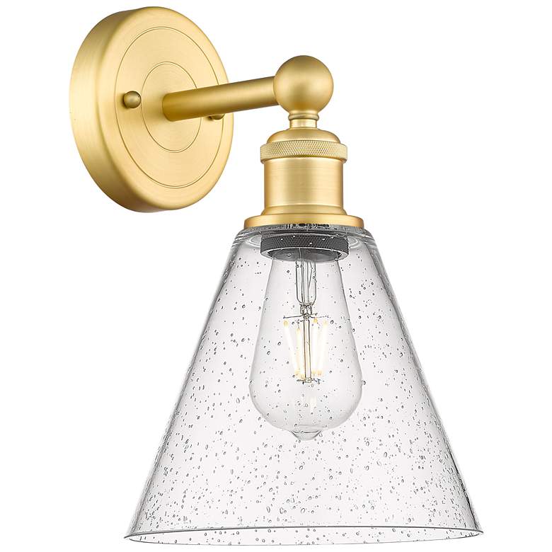Image 1 Berkshire 13"High Satin Gold Sconce With Seedy Shade