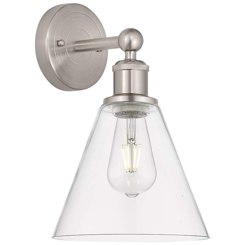 Image 1 Berkshire 13"High Satin Nickel Sconce With Clear Shade