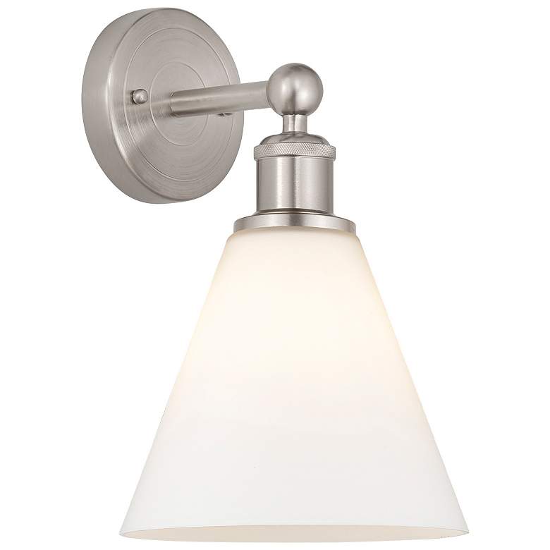 Image 1 Berkshire 13"High Satin Nickel Sconce With Matte White Shade