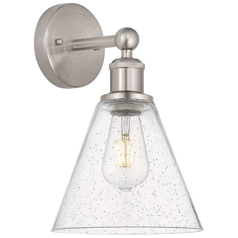 Image 1 Berkshire 13"High Satin Nickel Sconce With Seedy Shade