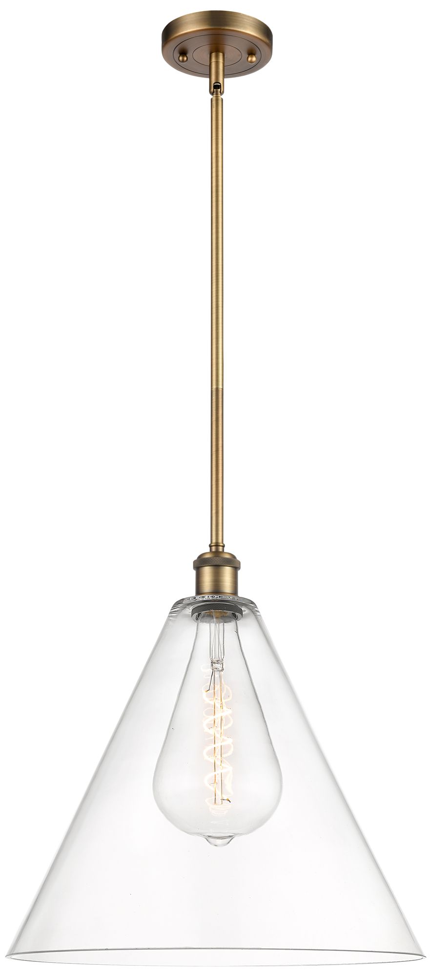 Berkshire 16" Brushed Brass LED Pendant With Clear Shade - Made to Order