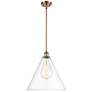 Berkshire 16" Antique Copper LED Pendant With Clear Shade