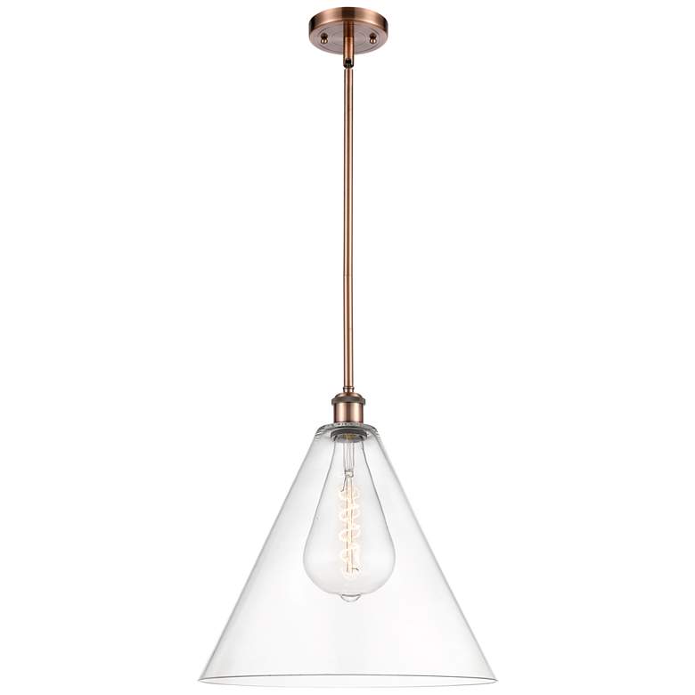 Image 1 Berkshire 16" Antique Copper LED Pendant With Clear Shade