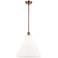Berkshire 16" Antique Copper LED Pendant With Matte White Shade