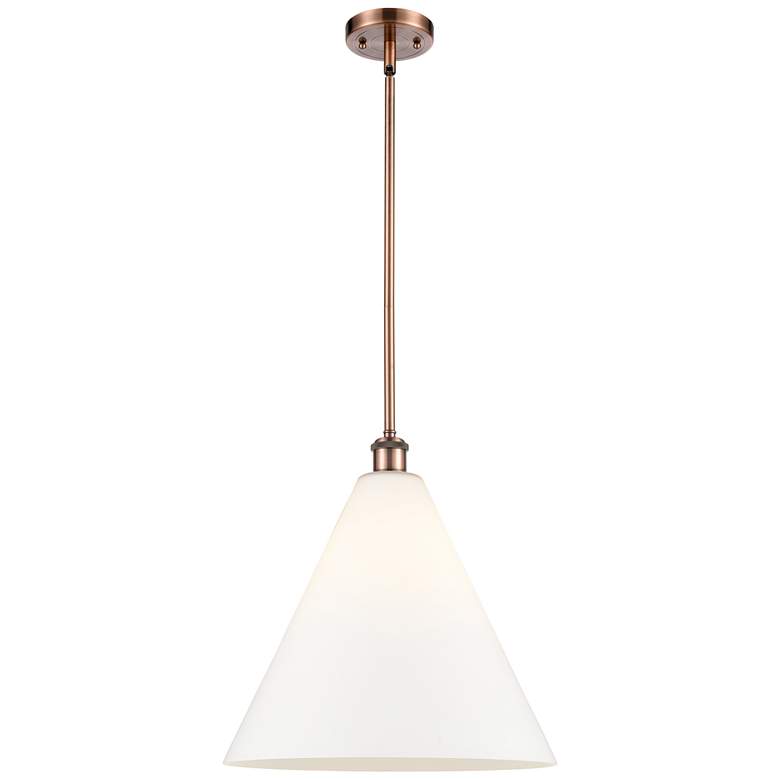 Image 1 Berkshire 16 inch Antique Copper LED Pendant With Matte White Shade