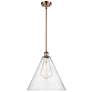 Berkshire 16" Antique Copper LED Pendant With Seedy Shade