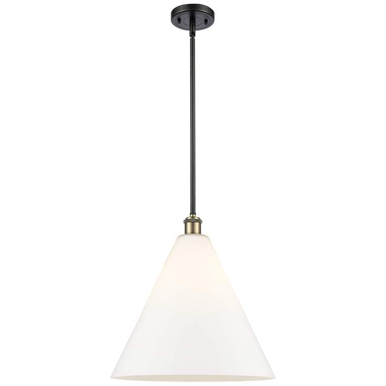 Image 1 Berkshire 16" Black Antique Brass LED Pendant With Matte White Shade