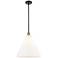 Berkshire 16" Black Antique Brass LED Pendant With Matte White Shade