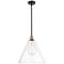 Berkshire 16" Black Antique Brass Pendant With Clear Shade
