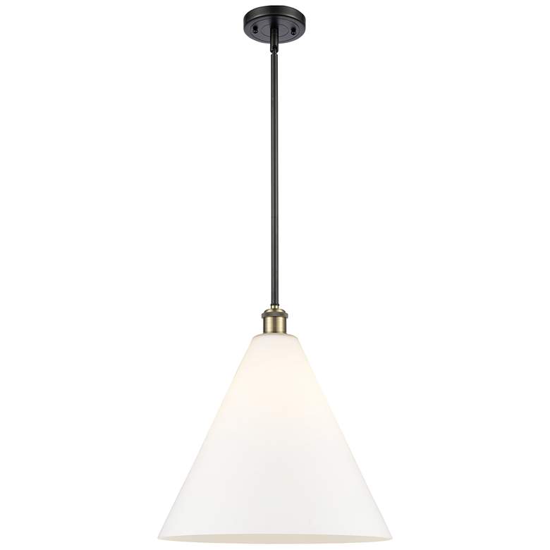 Image 1 Berkshire 16 inch Black Antique Brass Pendant With Matte White Shade