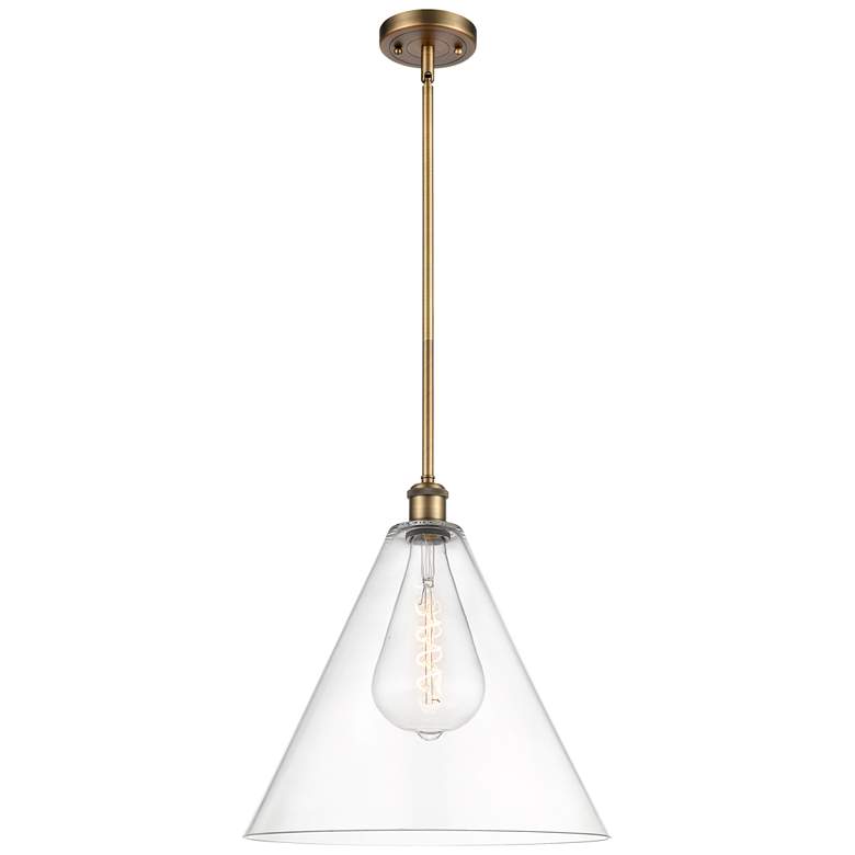 Image 1 Berkshire 16" Brushed Brass LED Pendant With Clear Shade