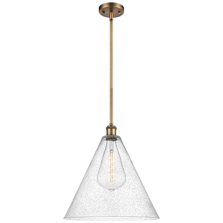 Image 1 Berkshire 16" Brushed Brass LED Pendant With Seedy Shade