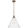 Berkshire 16" Brushed Brass LED Pendant With Seedy Shade