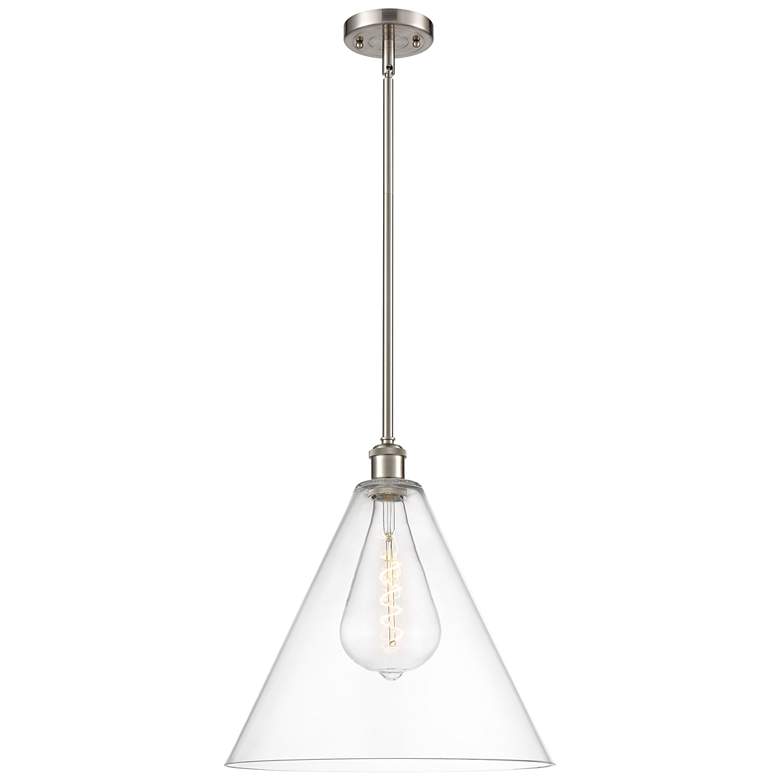 Image 1 Berkshire 16" Brushed Satin Nickel LED Pendant With Clear Shade