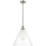 Berkshire 16" Brushed Satin Nickel LED Pendant With Clear Shade