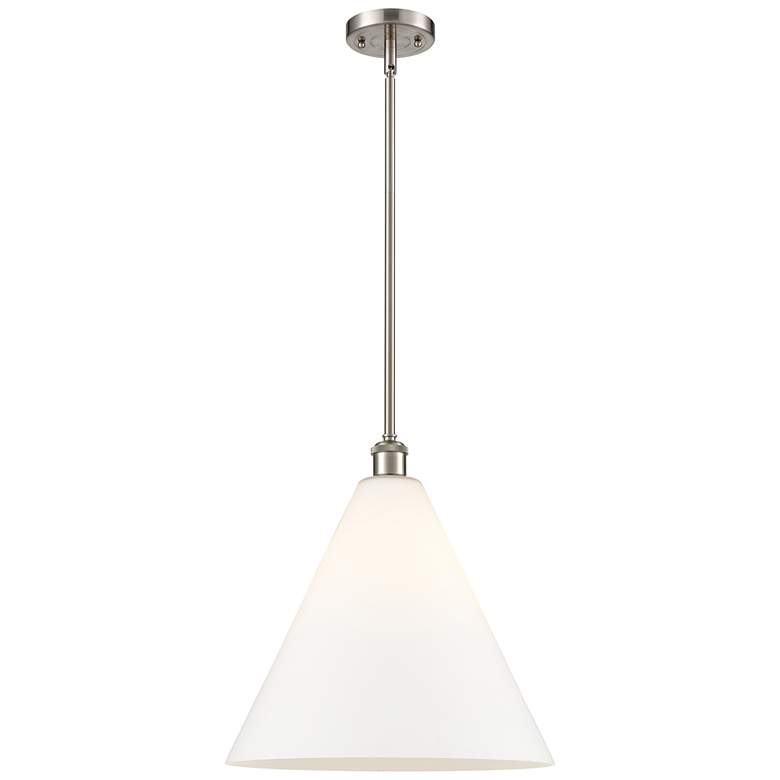 Image 1 Berkshire 16" Brushed Satin Nickel Pendant With Matte White Shade