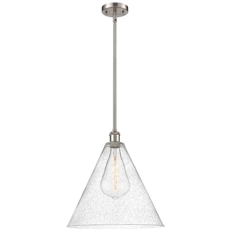 Image 1 Berkshire 16" Brushed Satin Nickel Pendant With Seedy Shade
