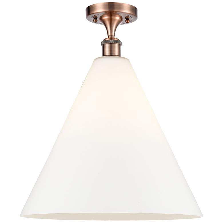 Image 1 Berkshire 16" LED Semi-Flush Mount - Antique Copper - Matte White Sha