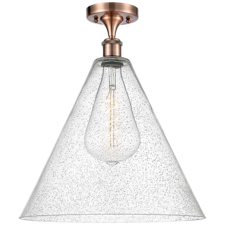Image 1 Berkshire 16" LED Semi-Flush Mount - Antique Copper - Seedy Shade