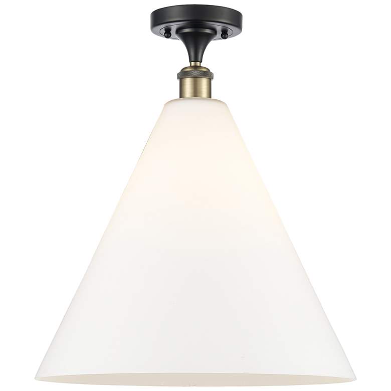 Image 1 Berkshire 16" LED Semi-Flush Mount - Black Antique Brass - Matte Whit