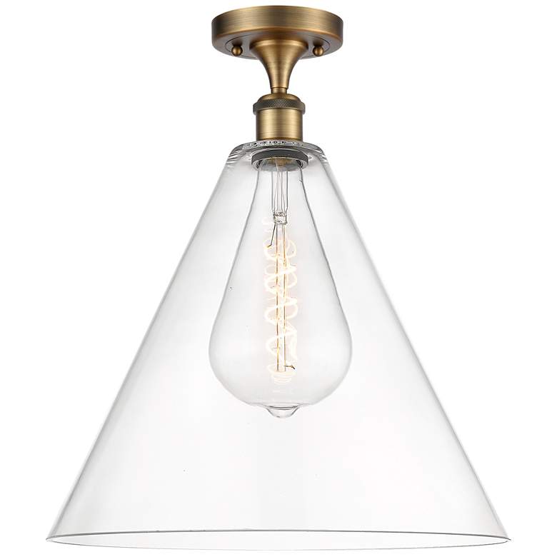 Image 1 Berkshire 16" LED Semi-Flush Mount - Brushed Brass - Clear Shade