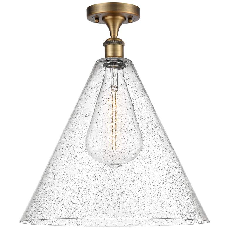 Image 1 Berkshire 16" LED Semi-Flush Mount - Brushed Brass - Seedy Shade