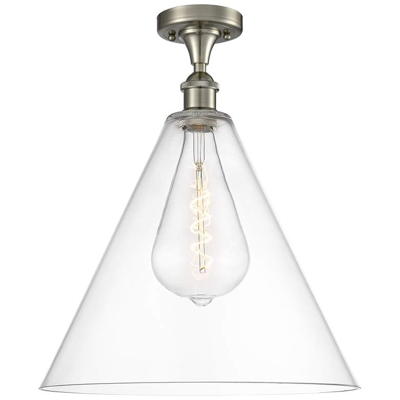 Image 1 Berkshire 16" LED Semi-Flush Mount - Brushed Satin Nickel - Clear Sha