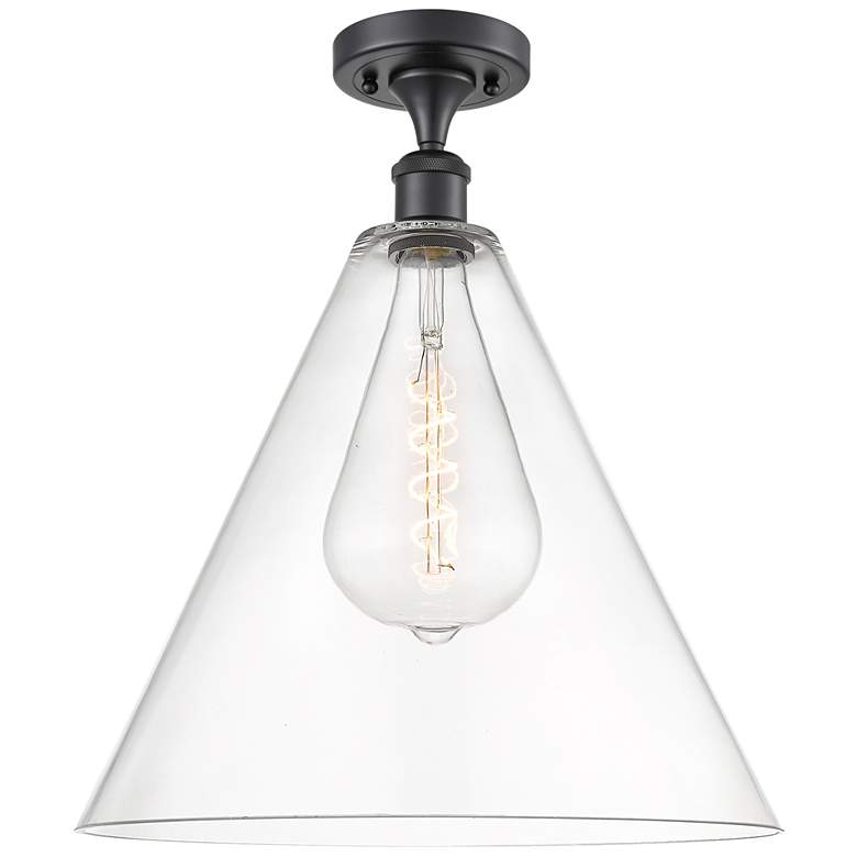 Image 1 Berkshire 16" LED Semi-Flush Mount - Matte Black - Clear Shade