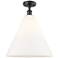 Berkshire 16" LED Semi-Flush Mount - Matte Black - Matte White Shade