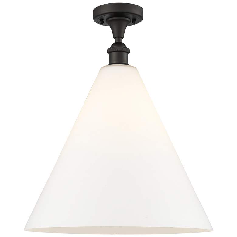Image 1 Berkshire 16" LED Semi-Flush Mount - Oil Rubbed Bronze - Matte White