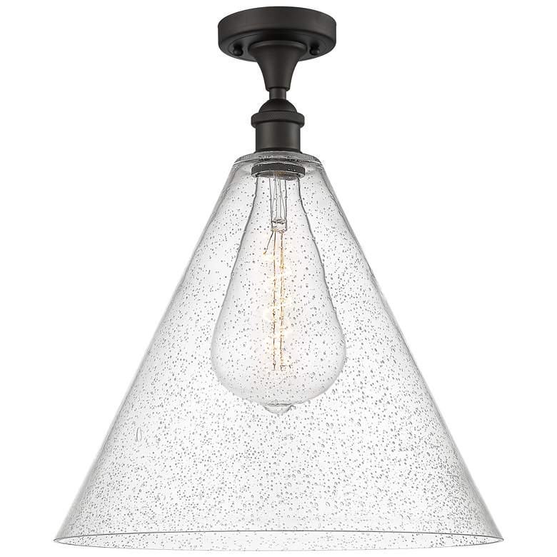 Image 1 Berkshire 16" LED Semi-Flush Mount - Oil Rubbed Bronze - Seedy Shade