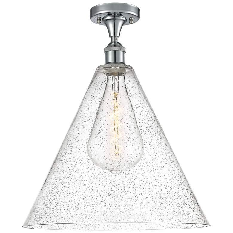 Image 1 Berkshire 16" LED Semi-Flush Mount - Polished Chrome - Seedy Shade