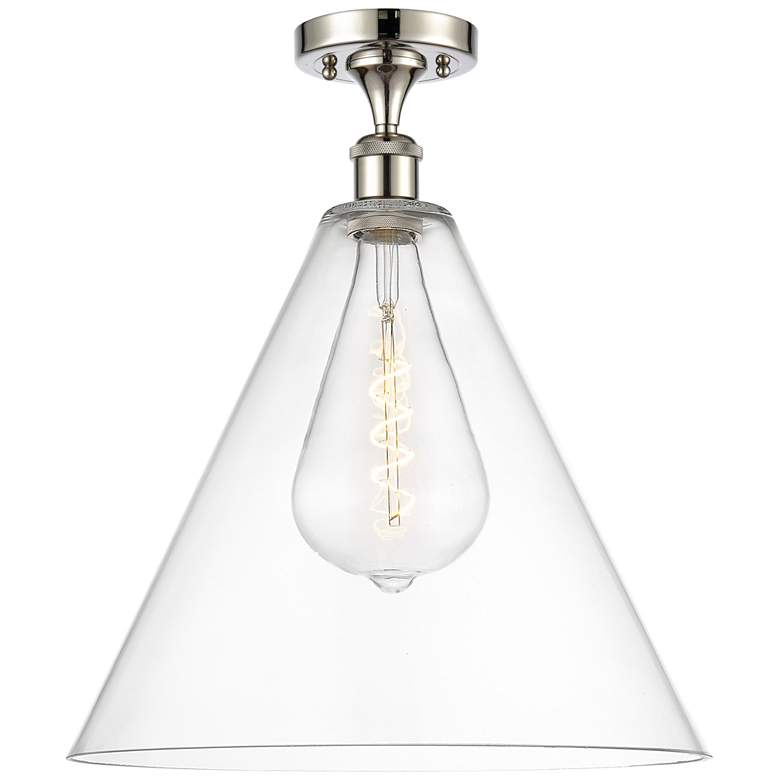Image 1 Berkshire 16" LED Semi-Flush Mount - Polished Nickel - Clear Shade