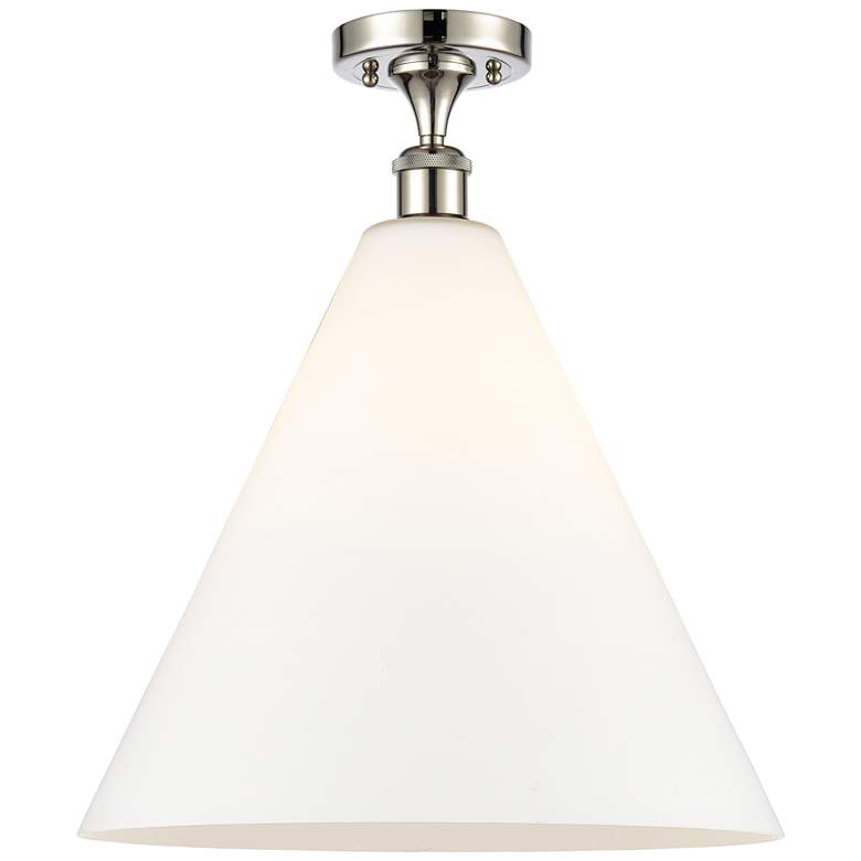 Image 1 Berkshire 16" LED Semi-Flush Mount - Polished Nickel - Matte White Sh