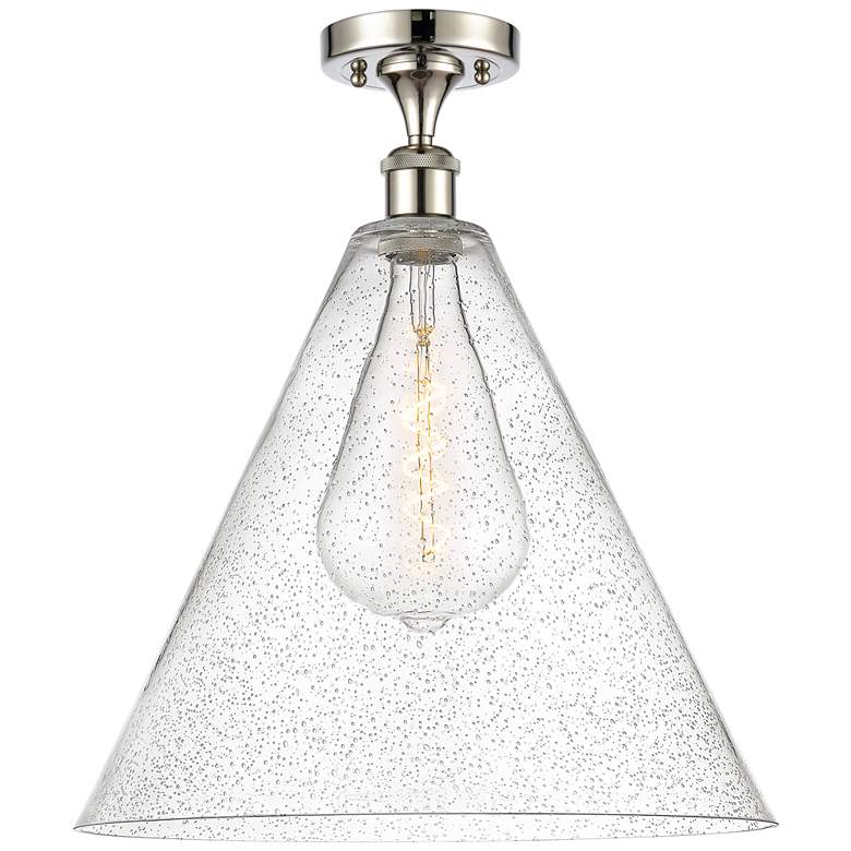 Image 1 Berkshire 16" LED Semi-Flush Mount - Polished Nickel - Seedy Shade