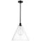Berkshire 16" Matte Black LED Pendant With Clear Shade