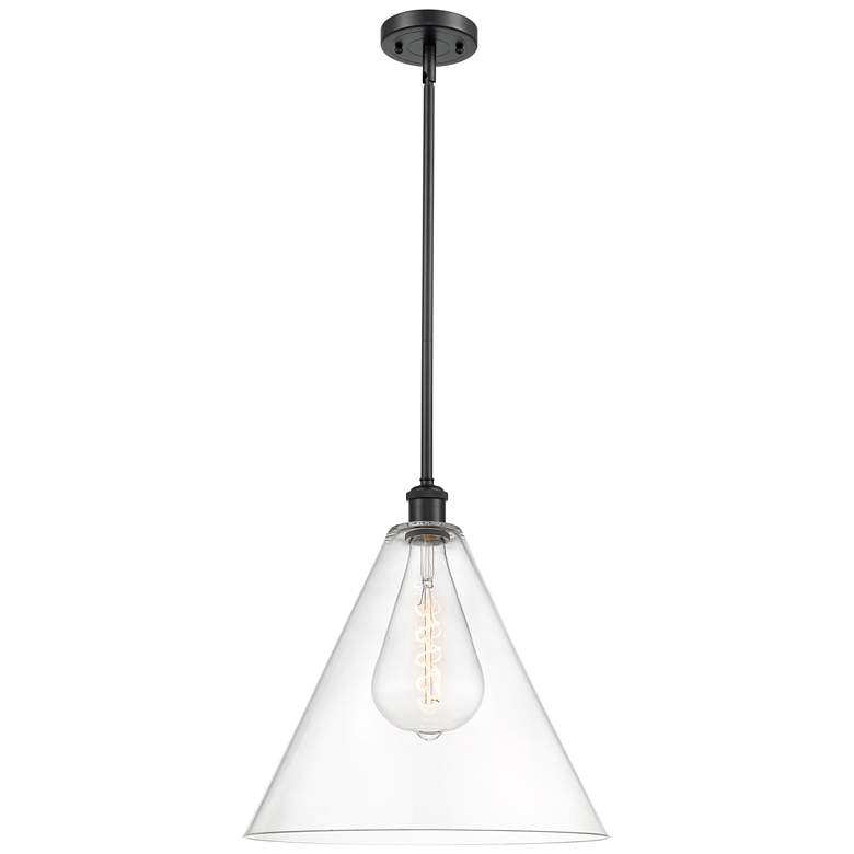 Image 1 Berkshire 16 inch Matte Black LED Pendant With Clear Shade