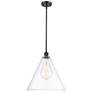 Berkshire 16" Matte Black LED Pendant With Clear Shade