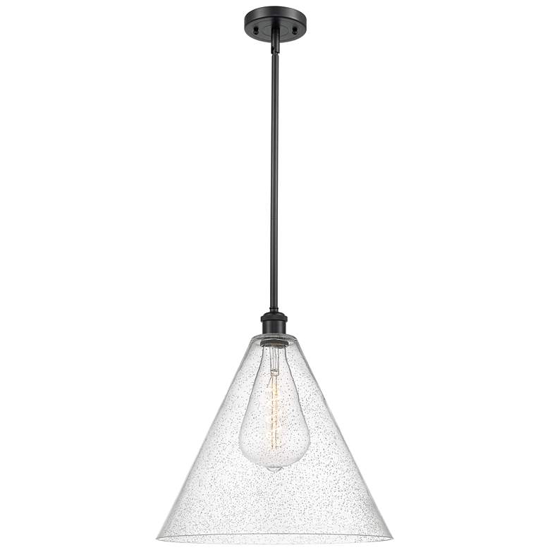 Image 1 Berkshire 16" Matte Black LED Pendant With Seedy Shade