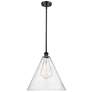 Berkshire 16" Matte Black Pendant With Seedy Shade