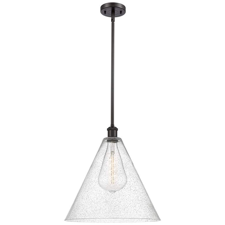 Image 1 Berkshire 16 inch Oil Rubbed Bronze LED Pendant With Seedy Shade
