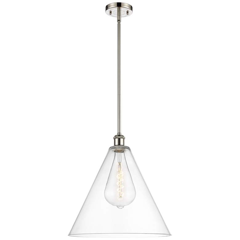 Image 1 Berkshire 16" Polished Nickel Pendant With Clear Shade