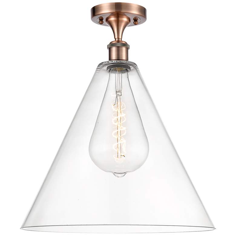 Image 1 Berkshire 16" Semi-Flush Mount - Antique Copper - Clear Shade