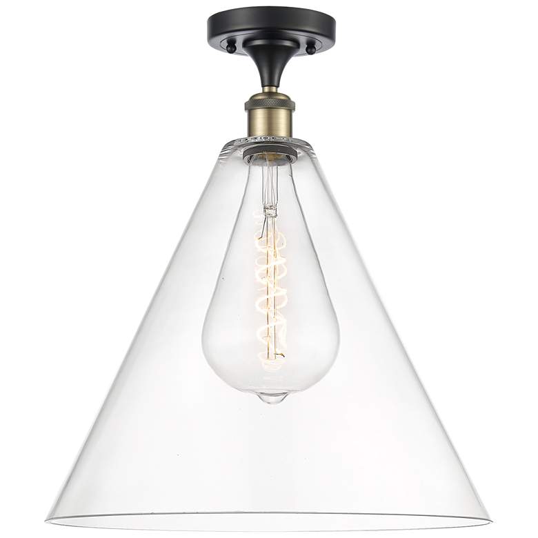 Image 1 Berkshire  16" Semi-Flush Mount - Black Antique Brass - Clear Shade